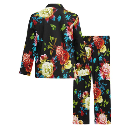 Peony Pattern Print Design PE07 Men's Long Sleeve Pajama Set