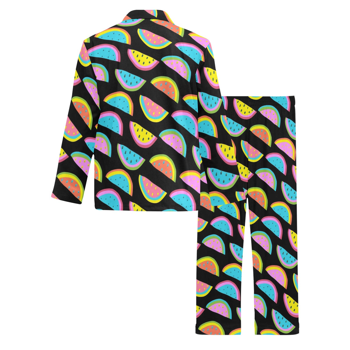 Watermelon Pattern Print Design WM08 Men's Long Sleeve Pajama Set