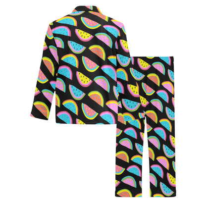 Watermelon Pattern Print Design WM08 Men's Long Sleeve Pajama Set