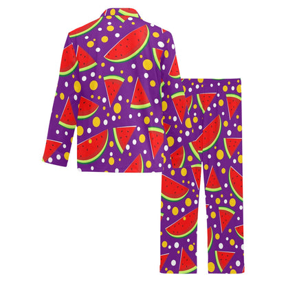 Watermelon Pattern Print Design WM010 Men's Long Sleeve Pajama Set