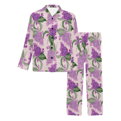 Lilac Pattern Print Design LI02 Men's Long Sleeve Pajama Set
