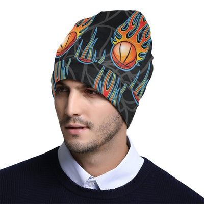 Basketball Fire Print Pattern Unisex Beanie