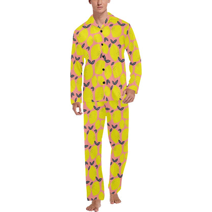 Lemon Pattern Print Design LM03 Men's Long Sleeve Pajama Set