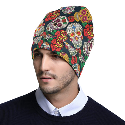 Sugar Skull Print Design LKS306 Unisex Beanie