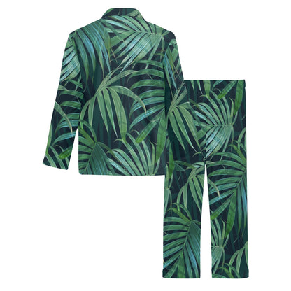 Tropical Flower Pattern Print Design TF011 Men's Long Sleeve Pajama Set