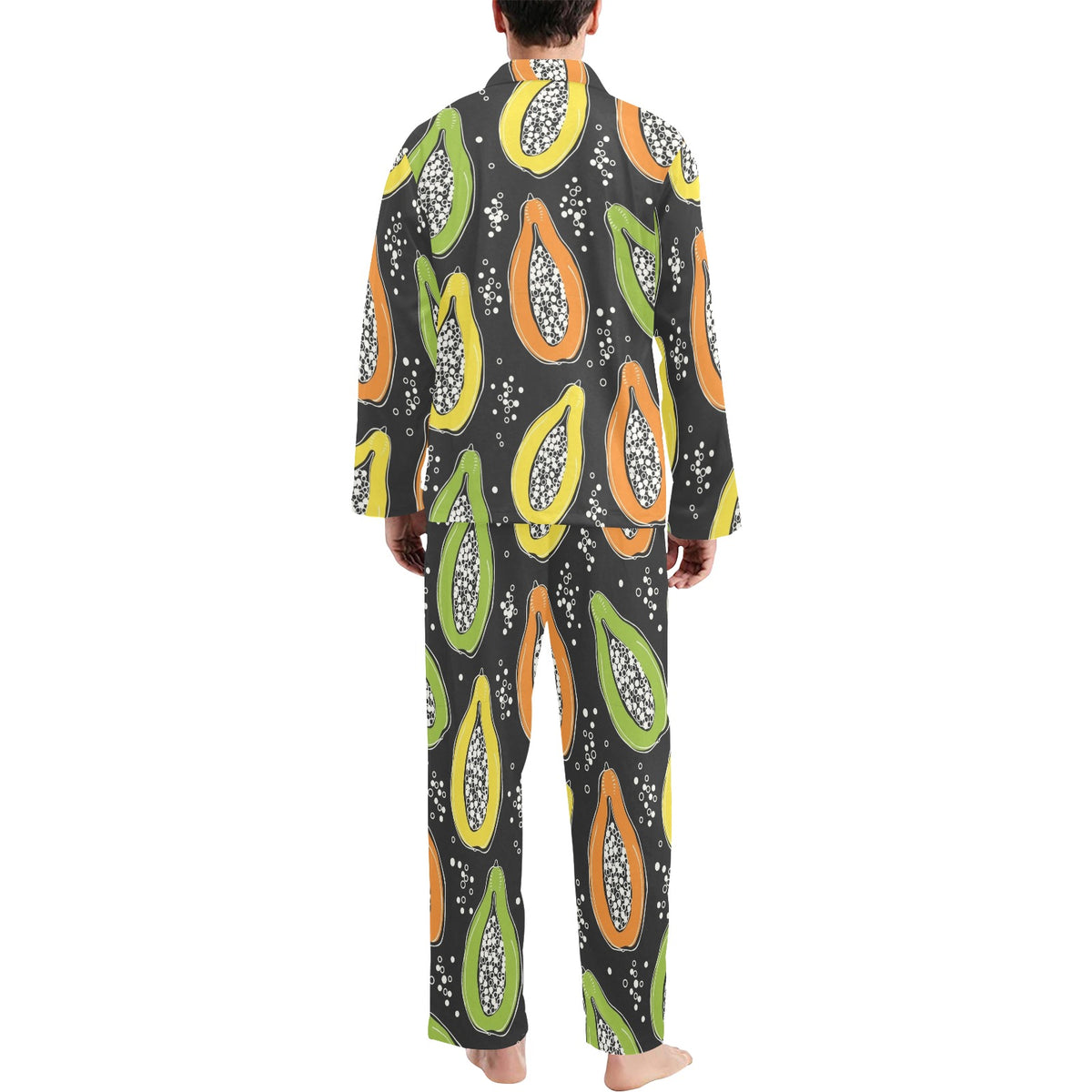 Papaya Pattern Print Design PP05 Men's Long Sleeve Pajama Set