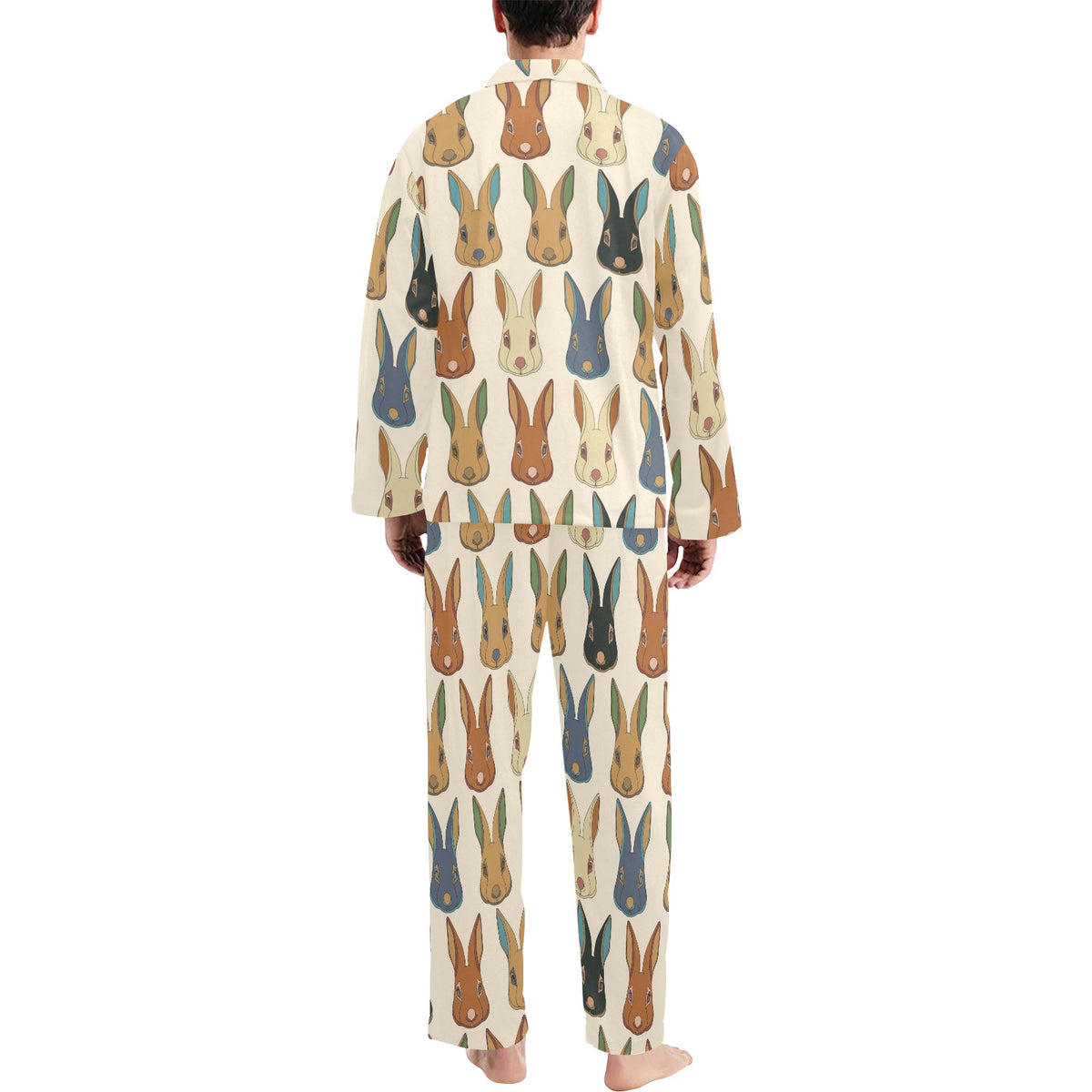 Rabbit Pattern Print Design RB04 Men's Long Sleeve Pajama Set