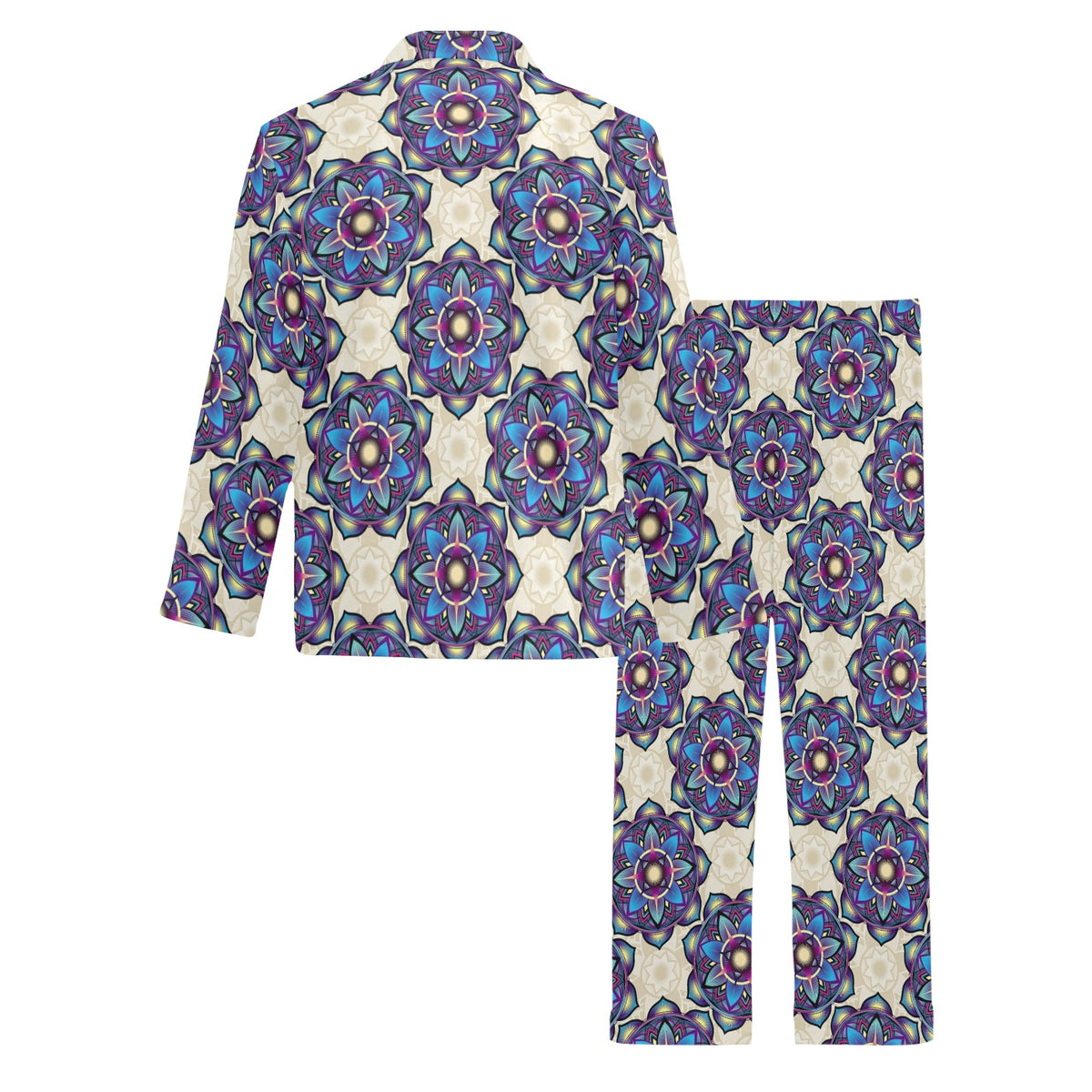 lotus Boho Pattern Print Design LO08 Men's Long Sleeve Pajama Set