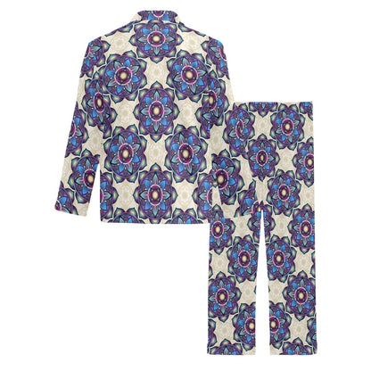 lotus Boho Pattern Print Design LO08 Men's Long Sleeve Pajama Set