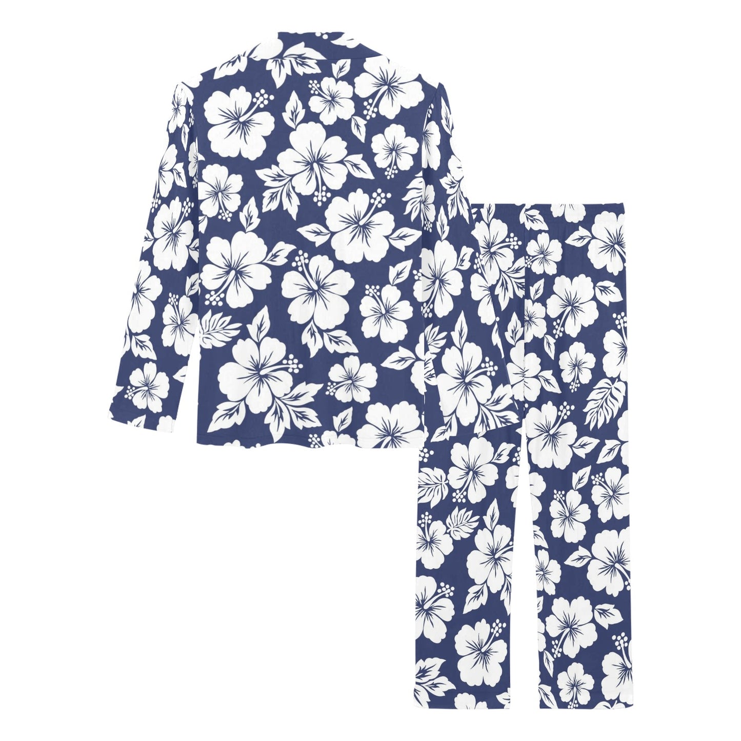 Hibiscus Pattern Print Design HB012 Women's Long Sleeve Pajama Set