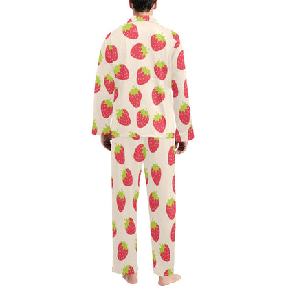 Strawberry Pattern Print Design SB02 Men's Long Sleeve Pajama Set