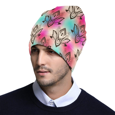 lotus Boho Pattern Print Design LO02 Unisex Beanie