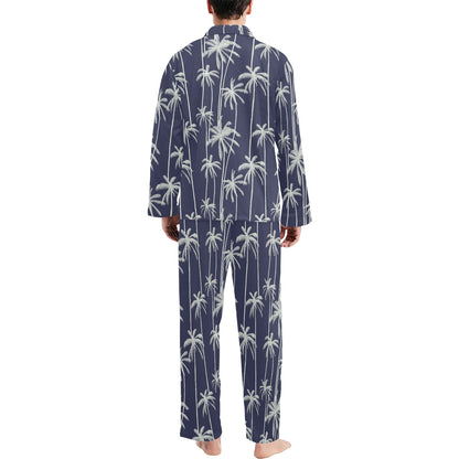 Palm Tree Pattern Print Design PT06 Men's Long Sleeve Pajama Set