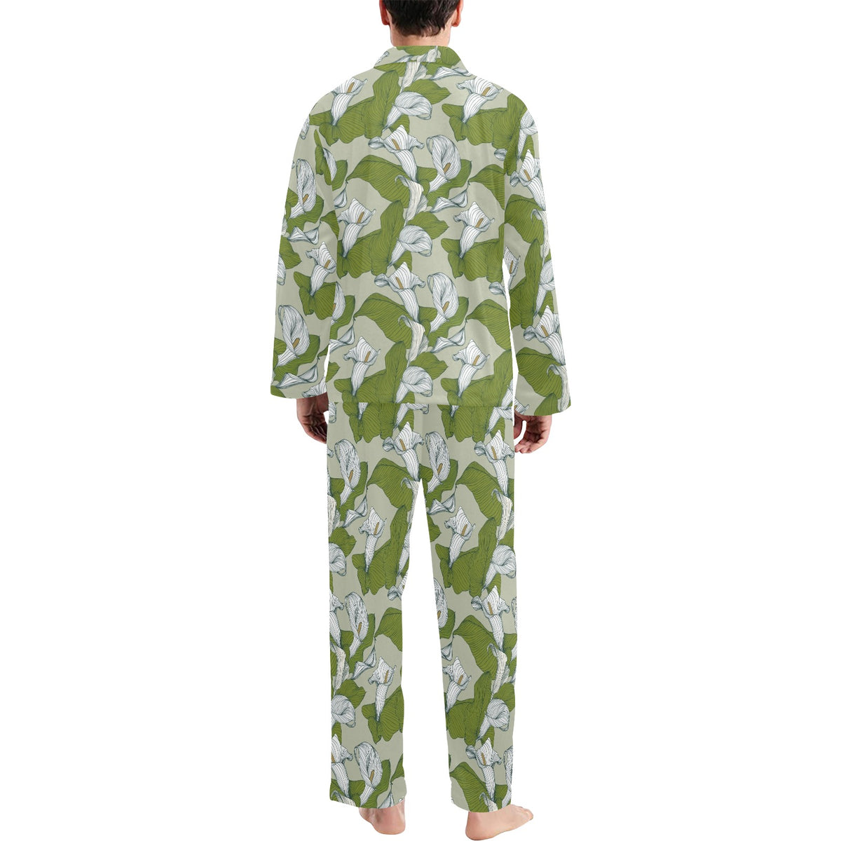 Lily Pattern Print Design LY08 Men's Long Sleeve Pajama Set