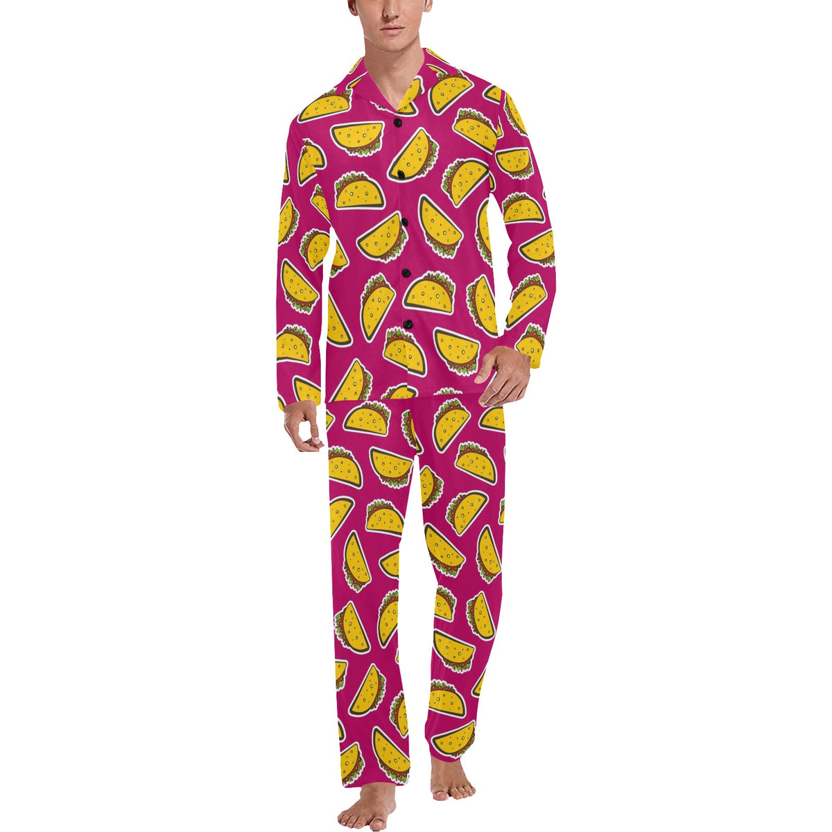 Taco Pattern Print Design TC01 Men's Long Sleeve Pajama Set