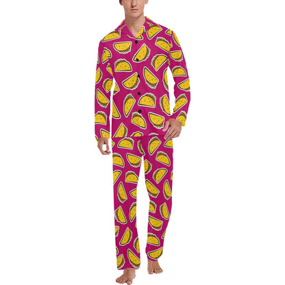Taco Pattern Print Design TC01 Men's Long Sleeve Pajama Set