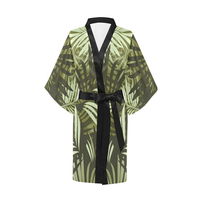 Palm Leaves Pattern Print Design PL05 Women's Short Kimono