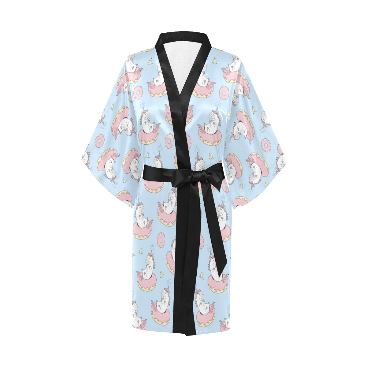 Donut Unicorn Pattern Print Design DN014 Women's Short Kimono