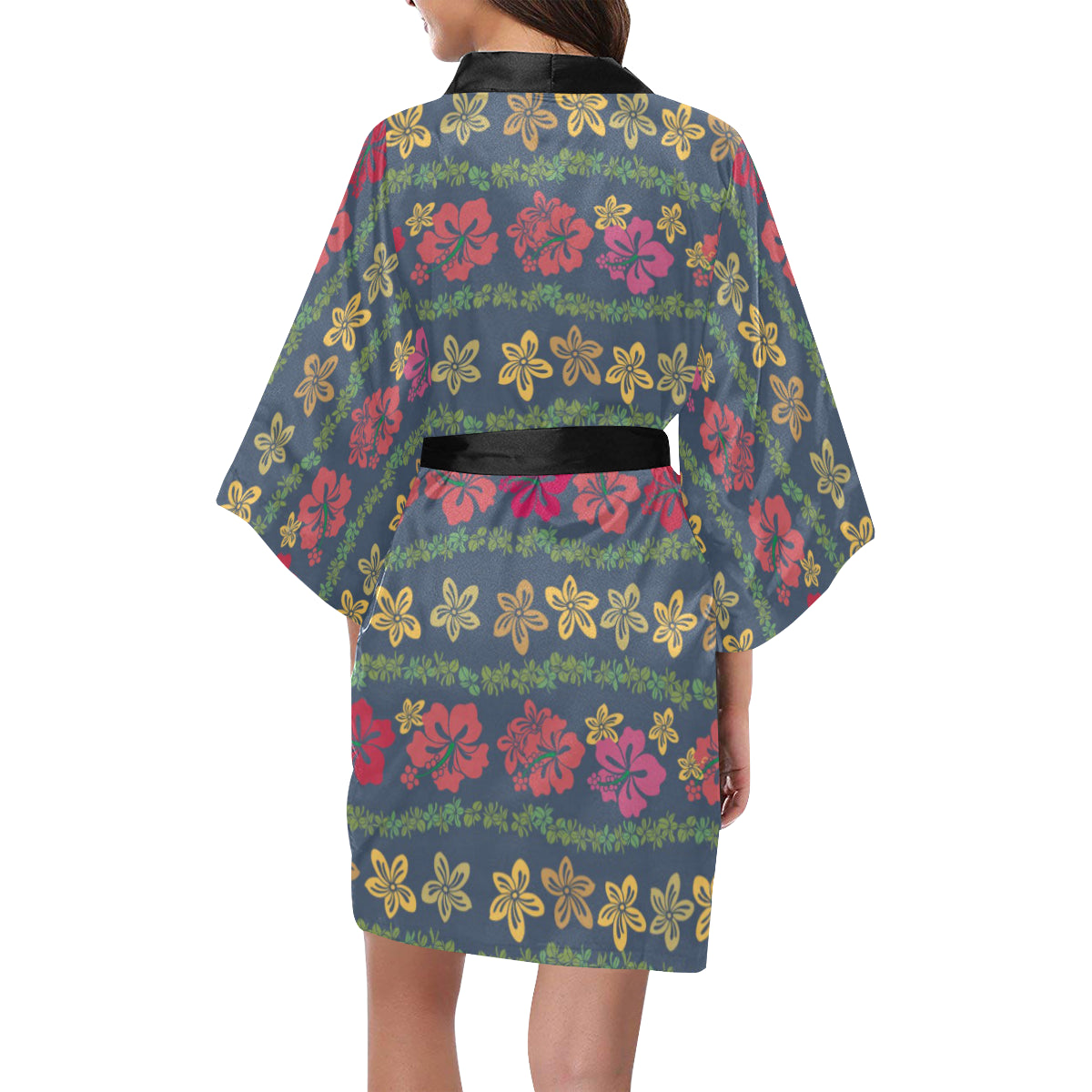 Hawaiian Themed Pattern Print Design H018 Women's Short Kimono