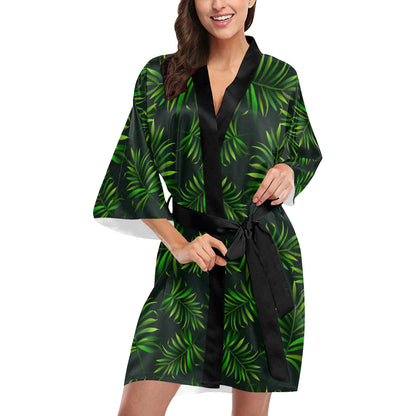Rainforest Pattern Print Design RF03 Women's Short Kimono