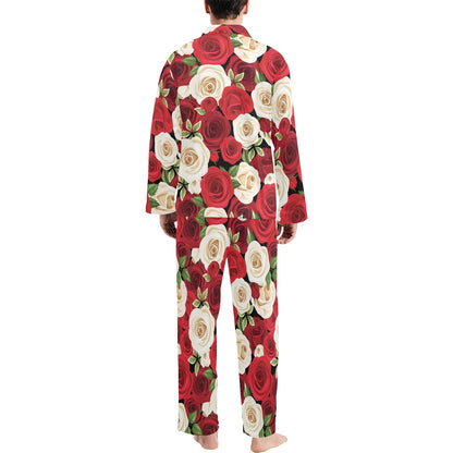 Rose Pattern Print Design RO06 Men's Long Sleeve Pajama Set