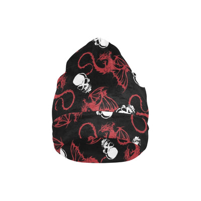 Skull With Red Dragon Print Design LKS304 Unisex Beanie