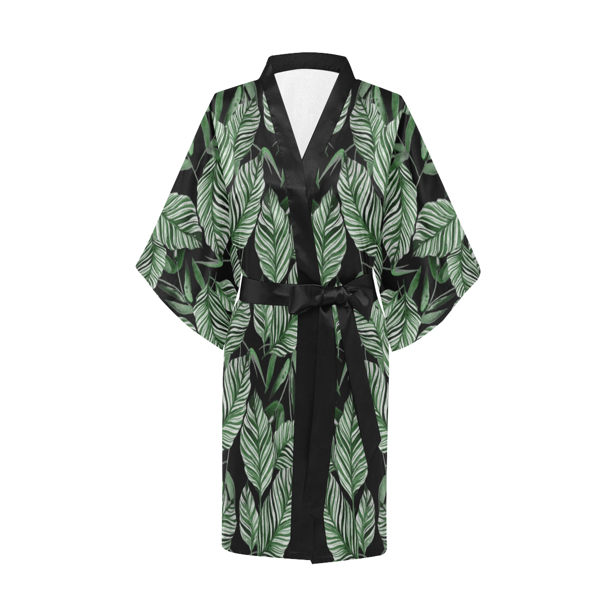 Palm Leaves Pattern Print Design PL09 Women's Short Kimono