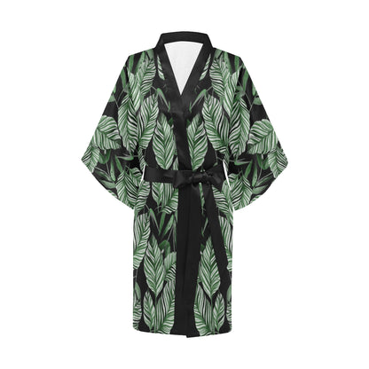 Palm Leaves Pattern Print Design PL09 Women's Short Kimono