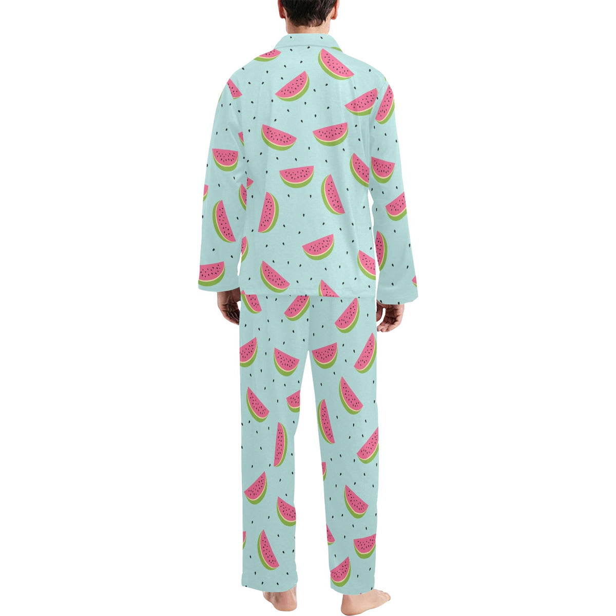 Watermelon Pattern Print Design WM06 Men's Long Sleeve Pajama Set