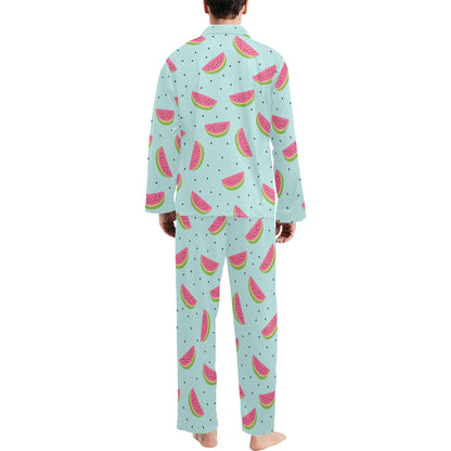 Watermelon Pattern Print Design WM06 Men's Long Sleeve Pajama Set