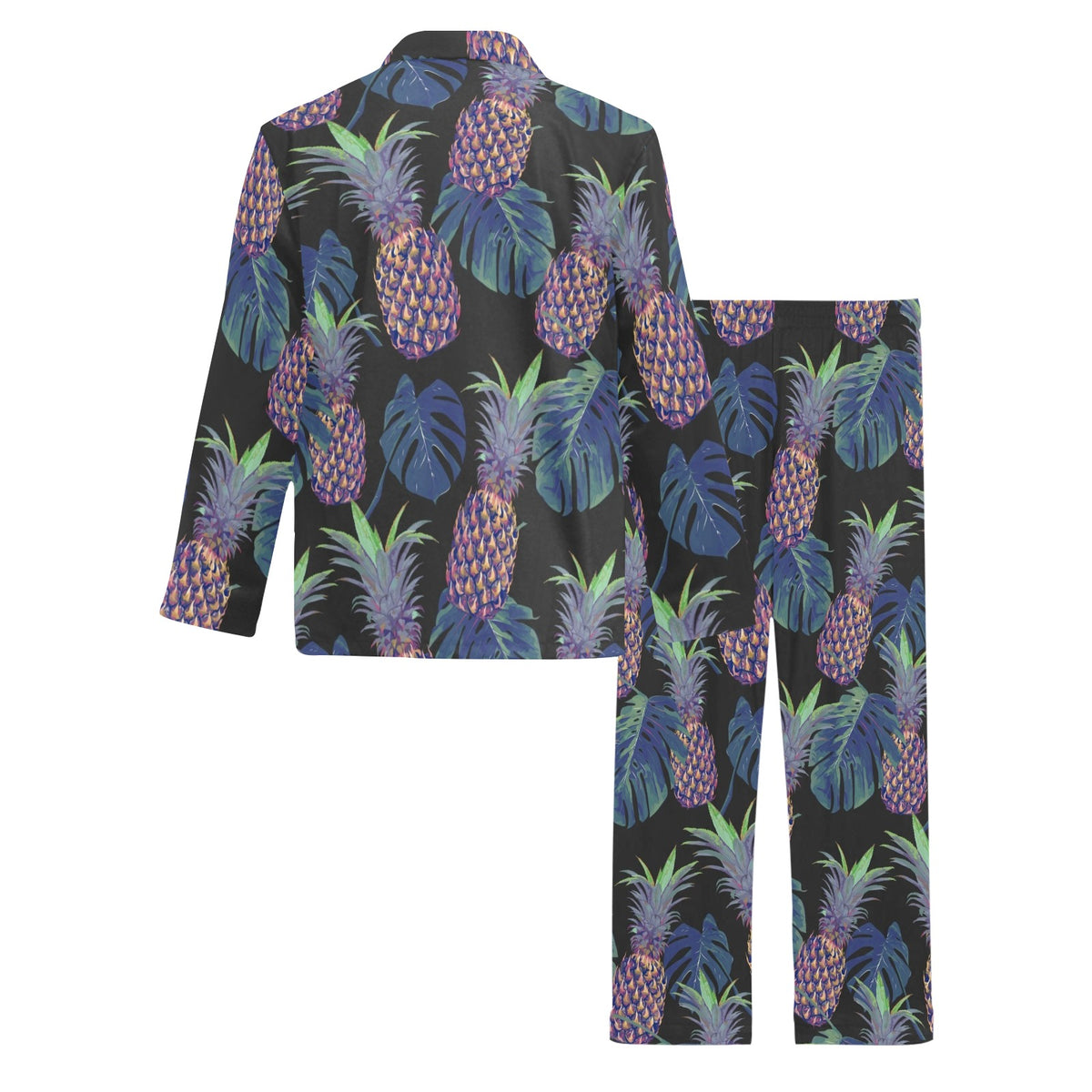 Pineapple Pattern Print Design PP04 Men's Long Sleeve Pajama Set