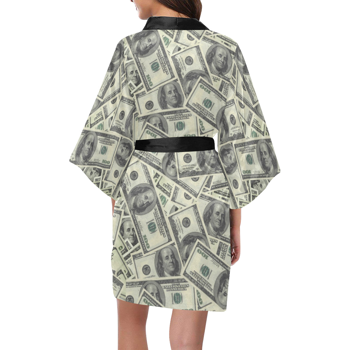 Dollar Pattern Print Design DO02 Women's Short Kimono