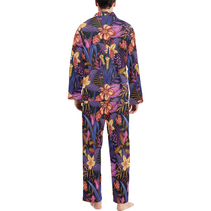 Lily Pattern Print Design LY016 Men's Long Sleeve Pajama Set