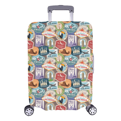 Travel Stamp Themed Design Luggage Cover Protector