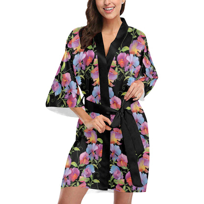 Peony Pattern Print Design PE012 Women's Short Kimono