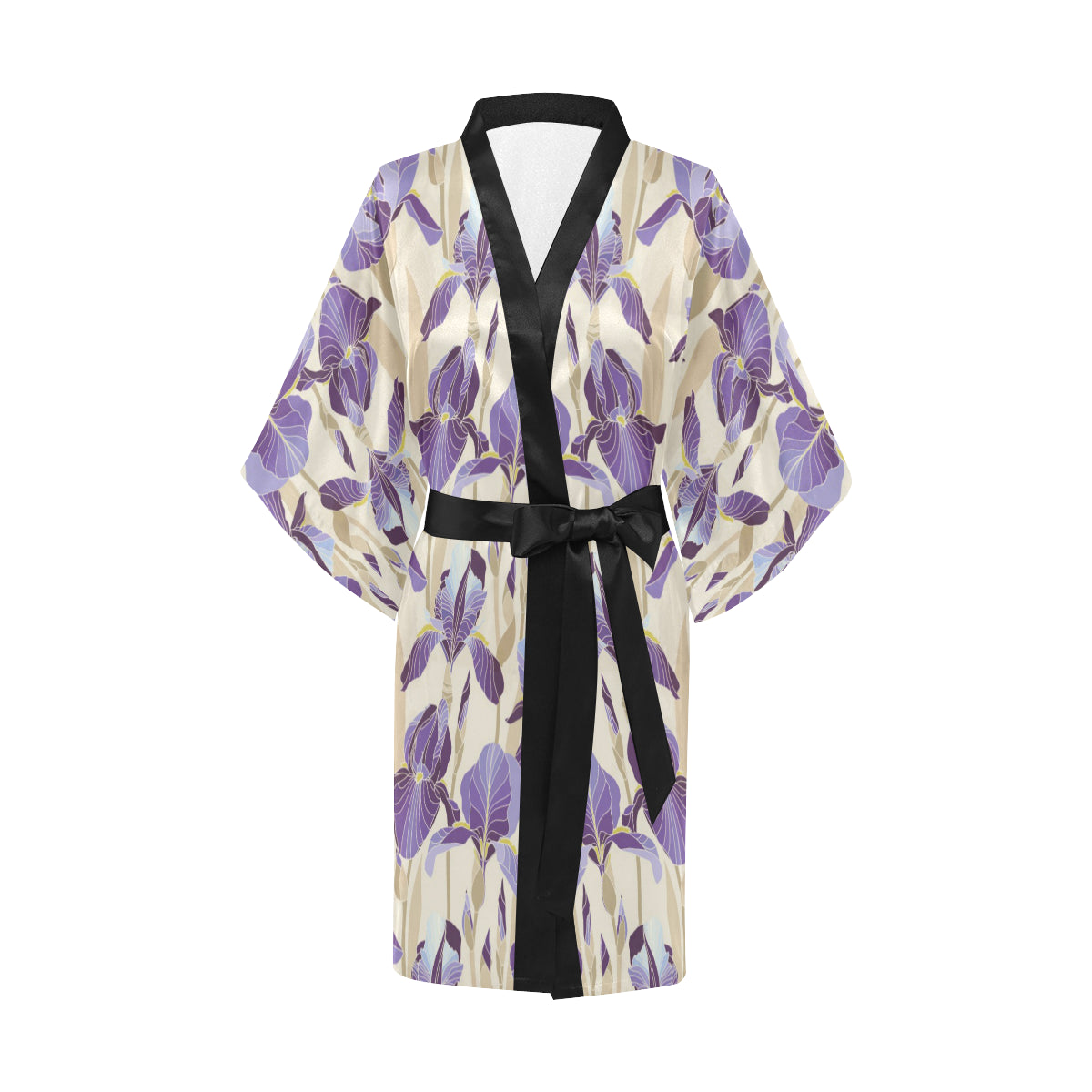Iris Pattern Print Design IR02 Women's Short Kimono