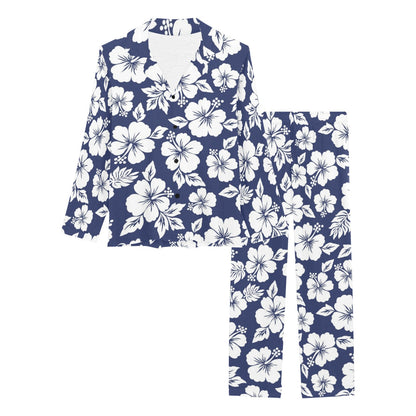 Hibiscus Pattern Print Design HB012 Women's Long Sleeve Pajama Set