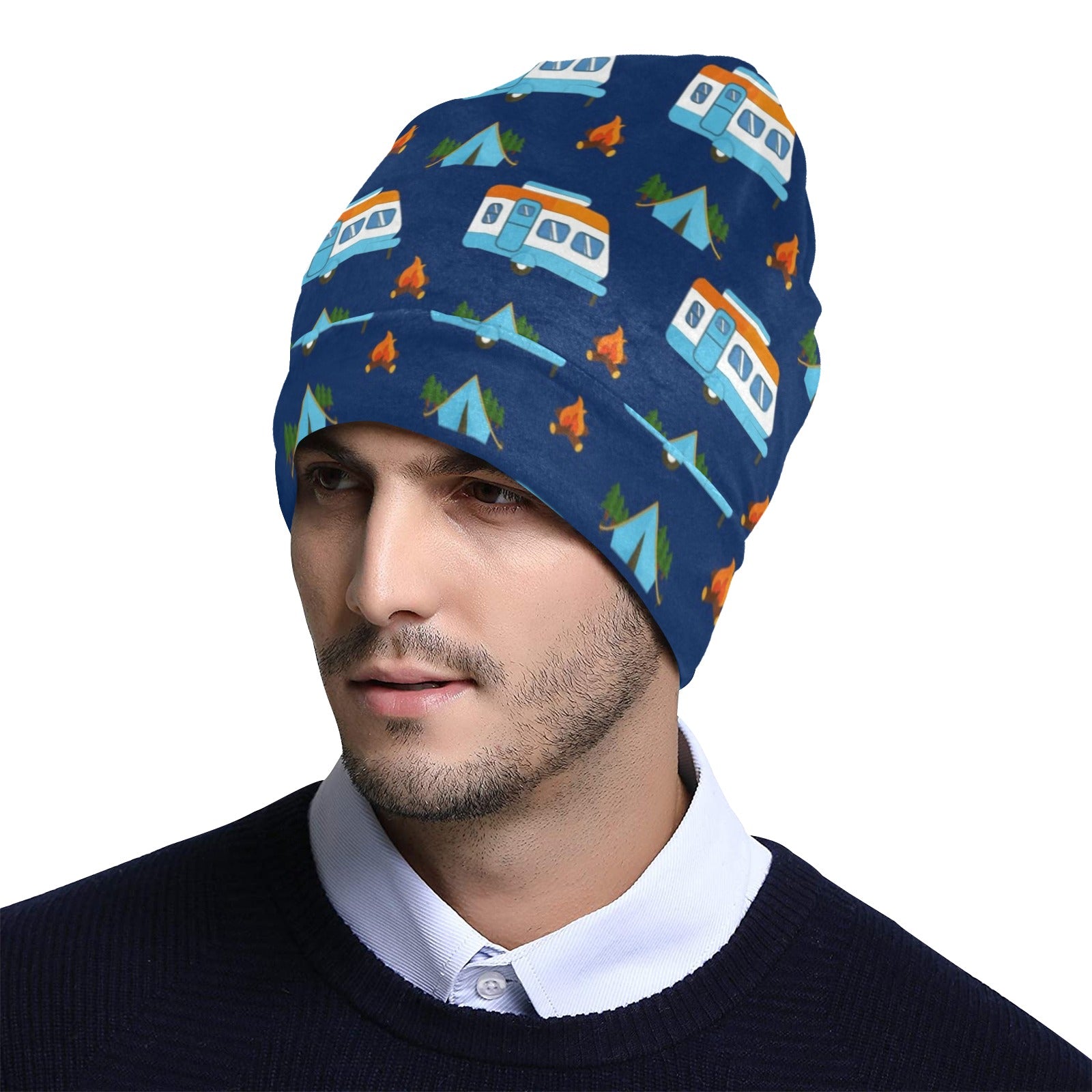 Camper Pattern Camping Themed No 3 Print Unisex Beanie