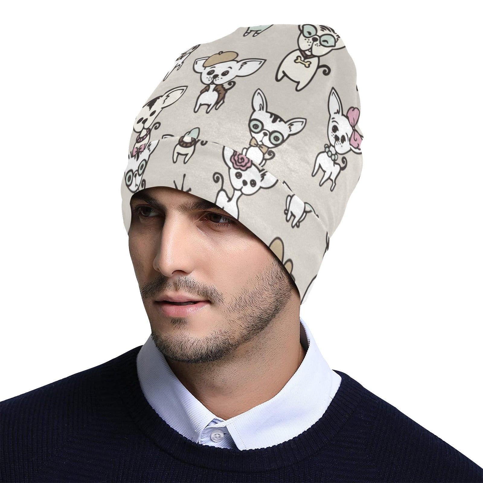 Chihuahua Pattern Print Design 02 Unisex Beanie