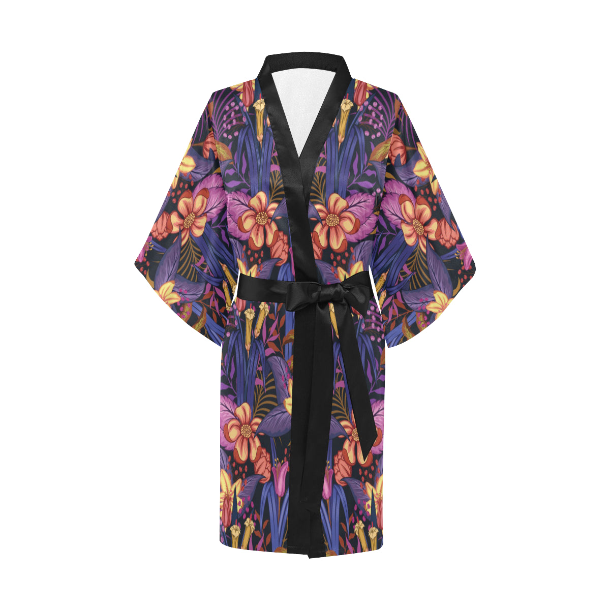 Lily Pattern Print Design LY016 Women's Short Kimono