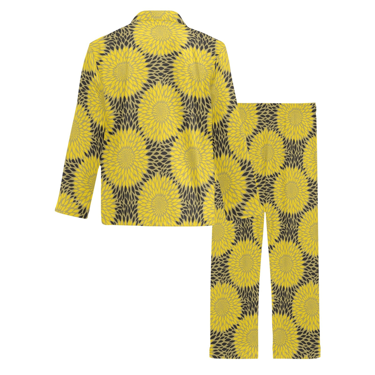 Sunflower Pattern Print Design SF06 Men's Long Sleeve Pajama Set