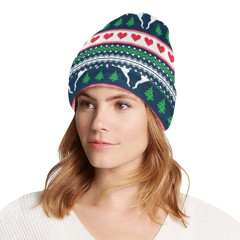 Reindeer Pattern Print Design 03 Unisex Beanie