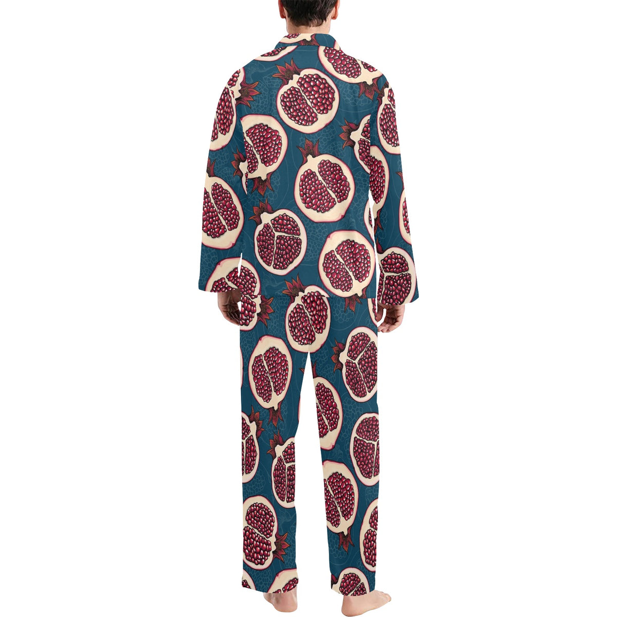 Pomegranate Pattern Print Design PG02 Men's Long Sleeve Pajama Set