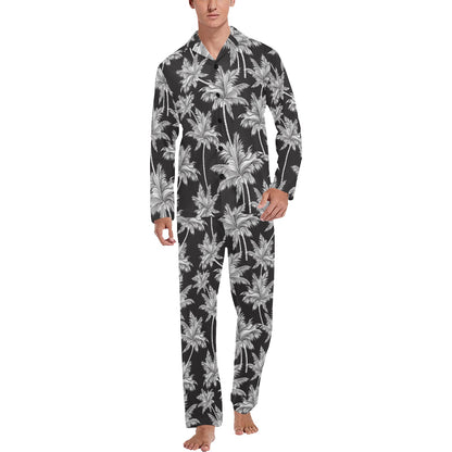 Palm Tree Pattern Print Design PT03 Men's Long Sleeve Pajama Set