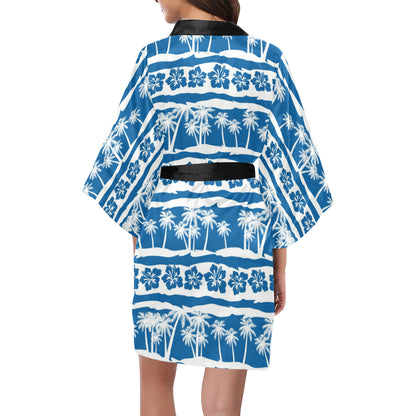 Hawaiian Themed Pattern Print Design H021 Women's Short Kimono