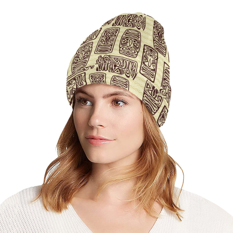 Tiki Brown Mask Print Unisex Beanie