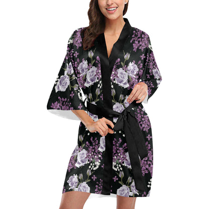 Lilac Pattern Print Design LI04 Women's Short Kimono