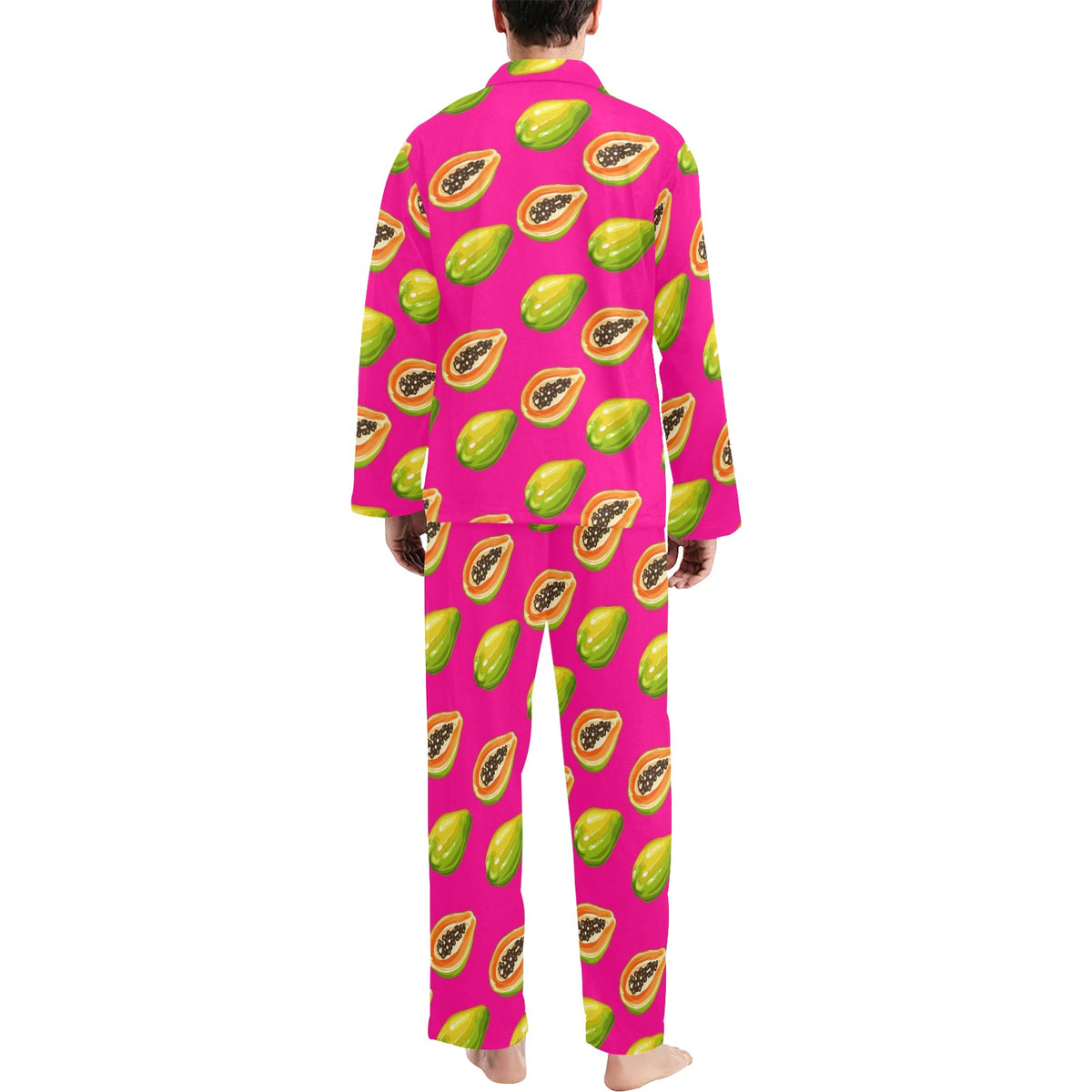 Papaya Pattern Print Design PP02 Men's Long Sleeve Pajama Set