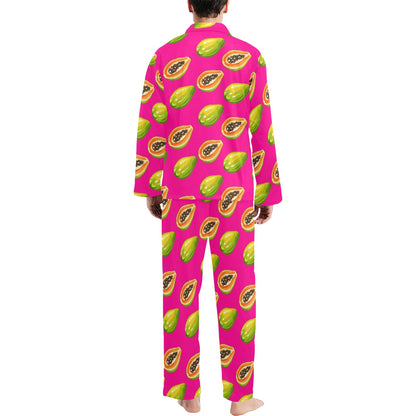 Papaya Pattern Print Design PP02 Men's Long Sleeve Pajama Set