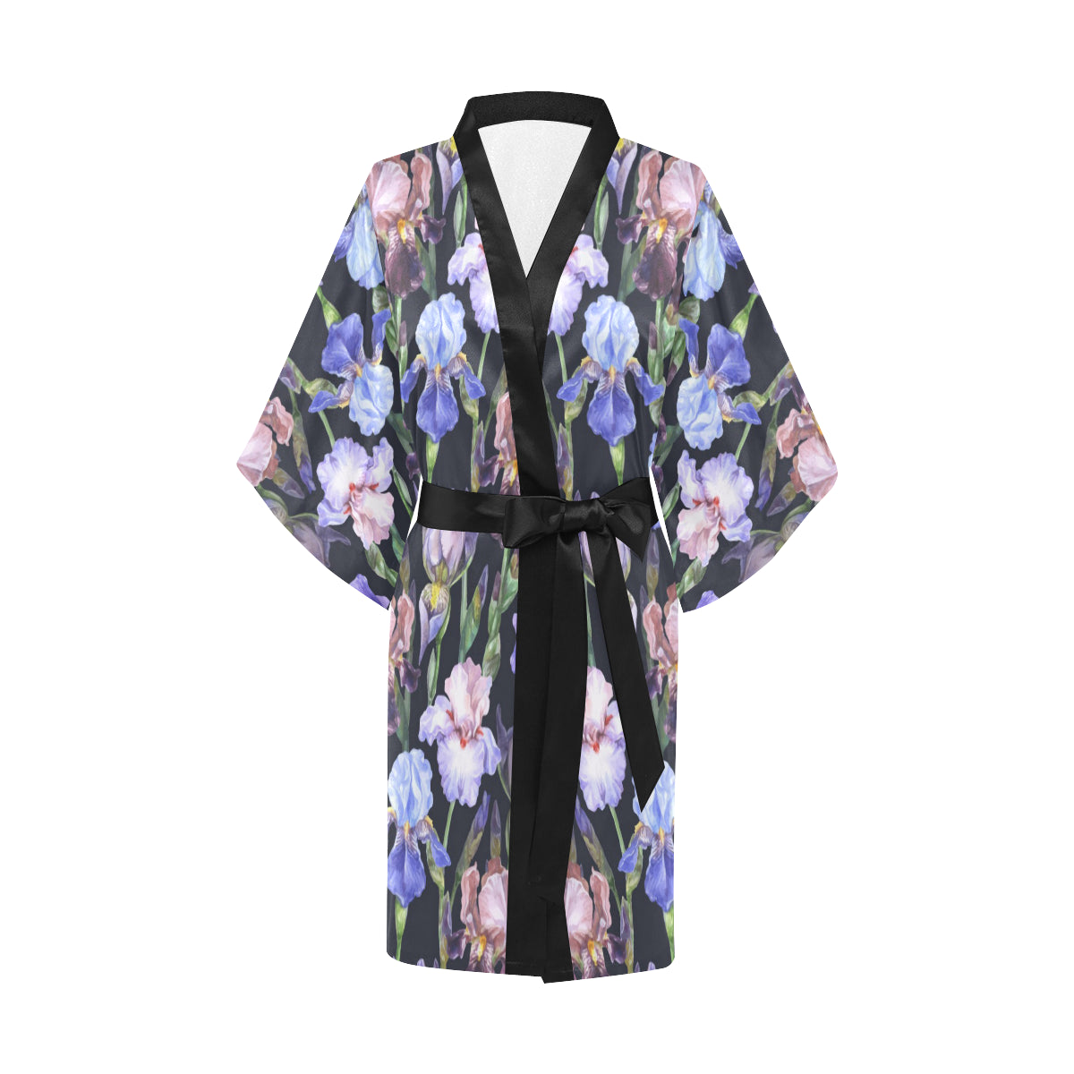 Iris Pattern Print Design IR04 Women's Short Kimono